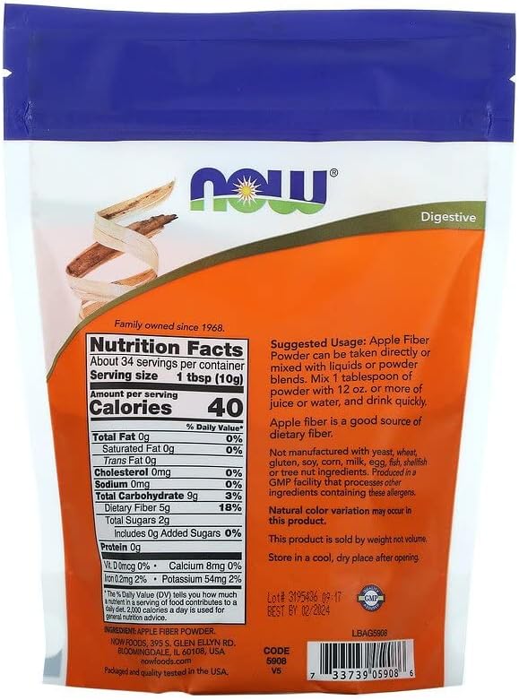 now Apple Fiber with Pectin 12 oz by NOW - Image 2