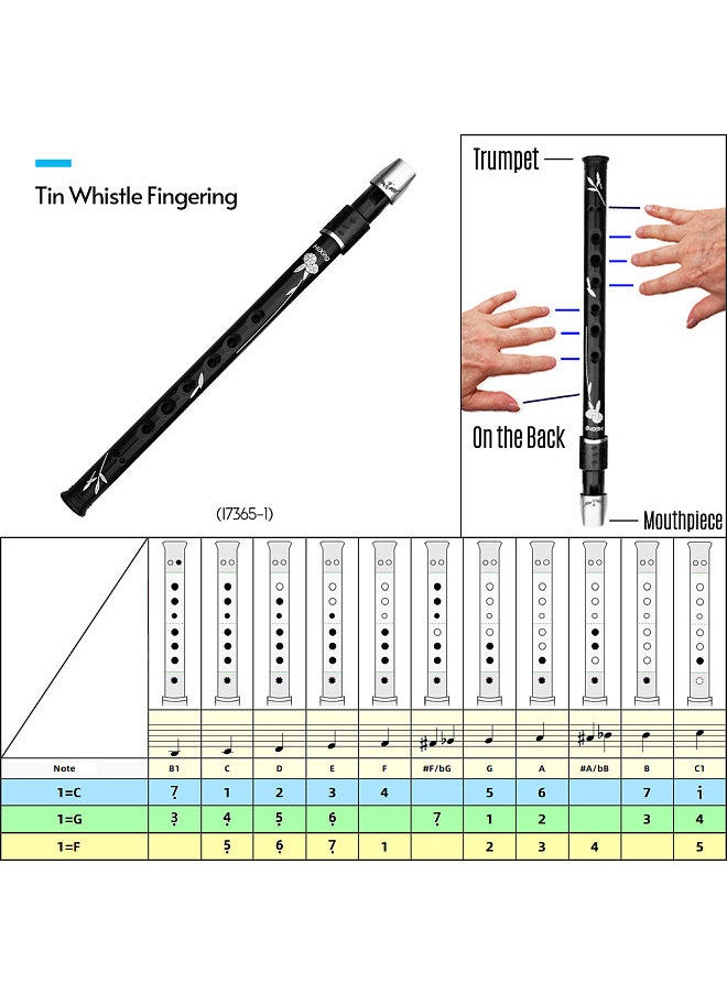 Generic - Lightweight Irish Whistle Tin Whistle Flute Recorder Instrument For Kids Adults Students Beginners Soprano Recorder Irish & International Wind Instrument Key Of C - Image 1