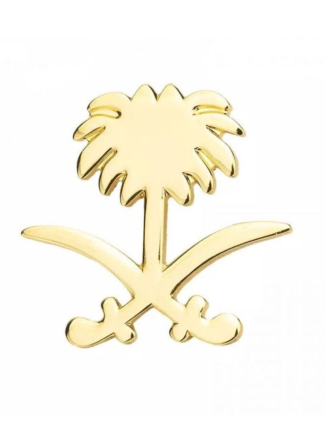 Generic - Saudi National Day 93 pin brooch with design of two swords and palm tree distinctive brooch - Image 1