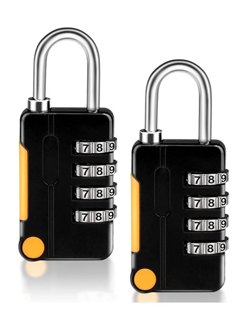 2-Pack Waterproof Combination Padlocks Small Luggage Lock，4 Digit Code Security Locks for School Gym Locker
