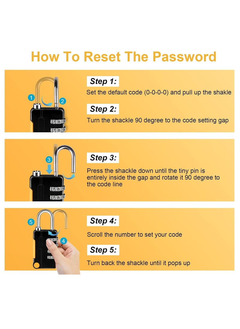 2-Pack Waterproof Combination Padlocks Small Luggage Lock，4 Digit Code Security Locks for School Gym Locker