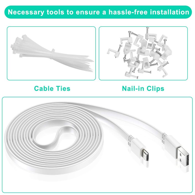 Itramax كابل طاقة ميكرو USB إيترا ماكس 30 قدم (عبوة 2)، كابل شحن ميكرو USB مسطح، شاحن لكاميرا وايز كام V3 V4، يي، كاميرا ناست، بلينك ميني XT XT2 كاميرا خارجية 3، أرلو Q، زمودو، نتفيو، وحدة تحكم إكس بوكس 25 - Image 3