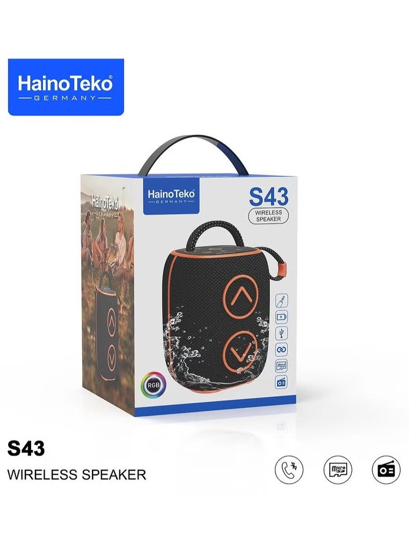 Haino Teko S43 Portable Speaker with Button Control and RGB Color – Compact, High-Quality Sound with Dynamic LED Lighting, Ideal for Indoor & Outdoor Use, Blue - Image 4