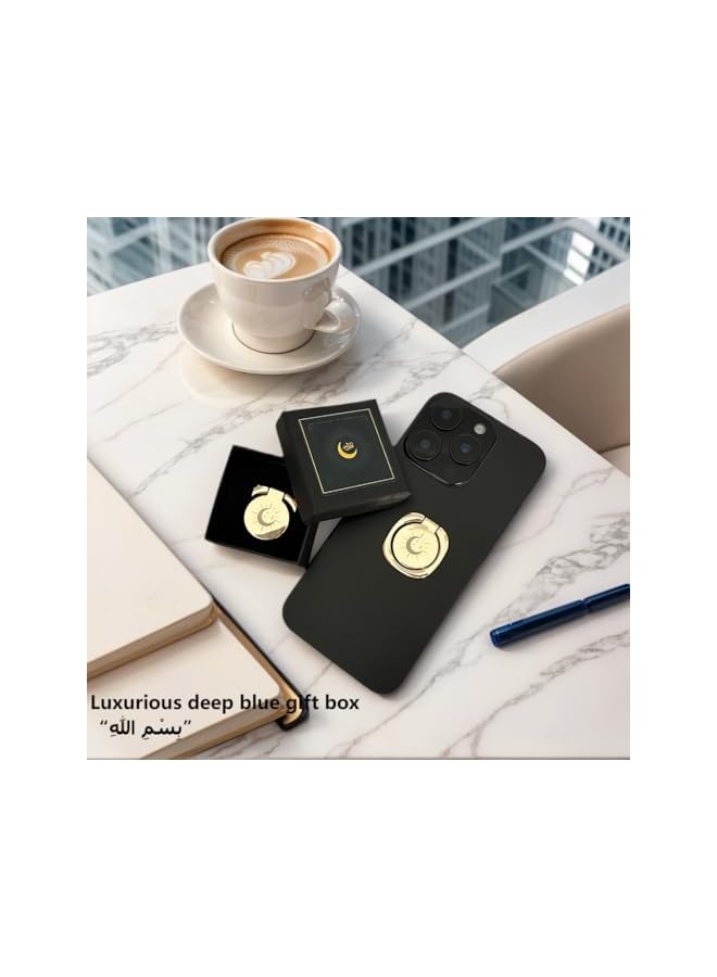 Green Tiger Islamic Moon Phone Ring Holder Gold - 360°Rotate Magnetic Phone Grip Stand for iPhone 15 Pro Max/Samsung, Compatible with All Phones & Cases ，Luxury Arabic style design gift - Image 5