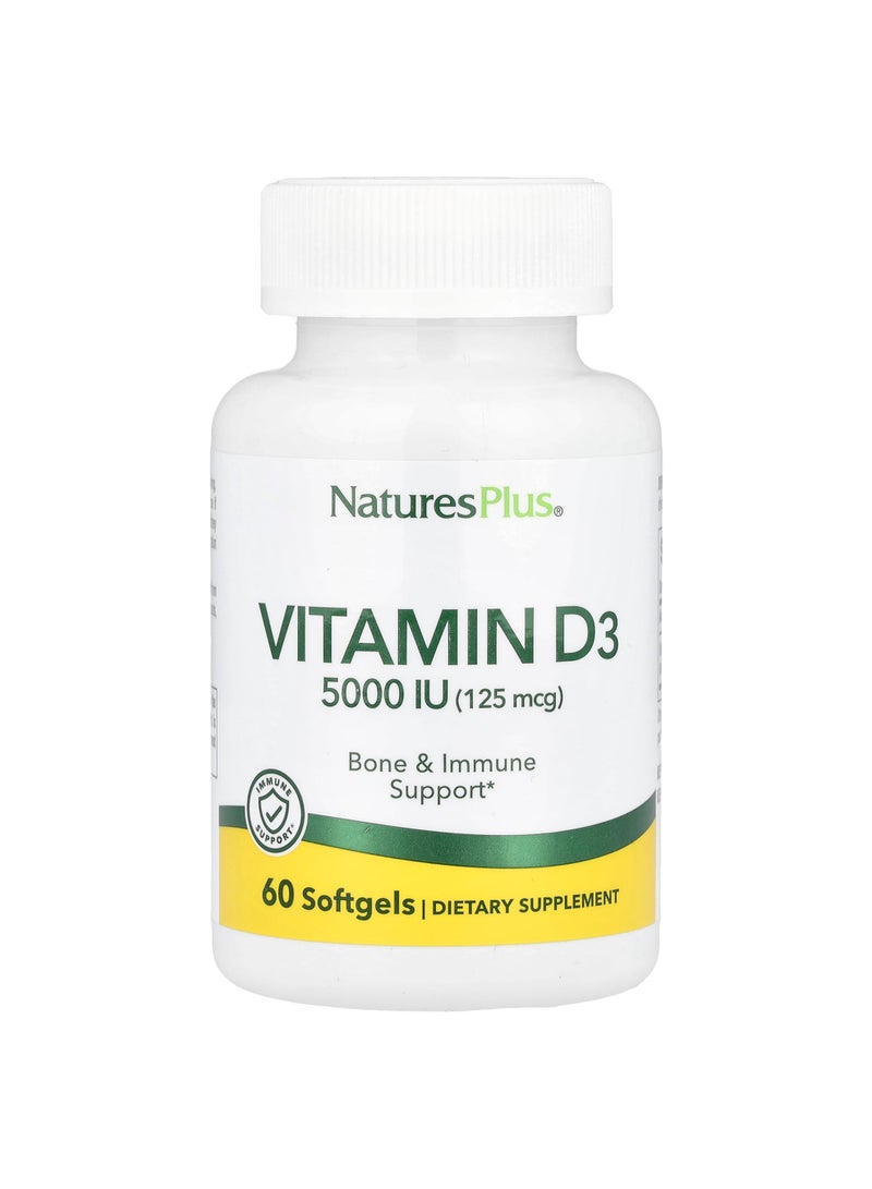 Vitamin D3, 125 mcg (5,000 IU), 60 Softgels