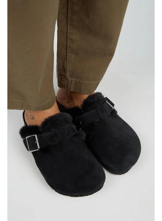Manijero  (Zeta 2 Fur) Women's Genuine Leather Belt Buckle Sabo Black Slippers. for Women | Best Price UAE