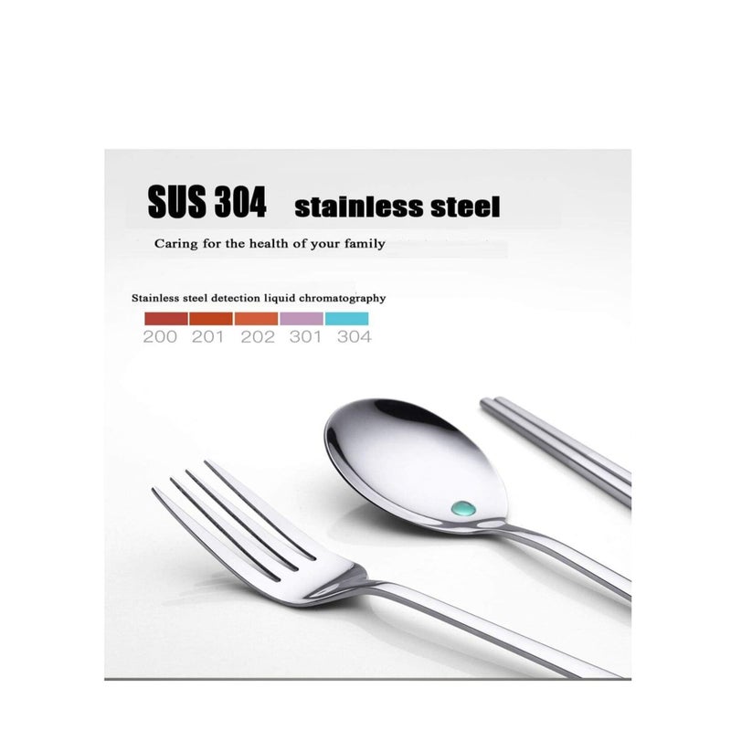 Zikra Portable Travel Utensils, Reusable Cutlery Camping Utensil Set with Case Including Stainless Steel Knife Fork Spoon Chopsticks Cleaning Brush Straws 8pcs - Image 4