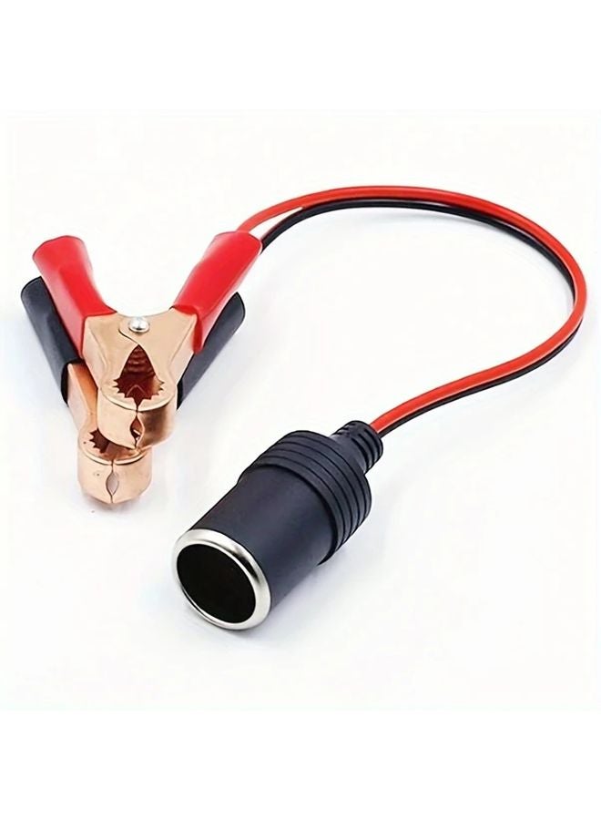 12V 50A RV Extension Cord With Battery Clamps Car Socket Female Adapter 1pc - Image 1
