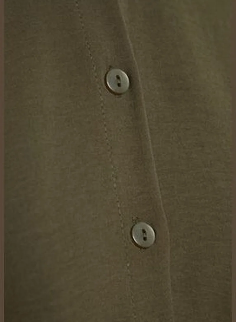 trendyol Khaki Belt Woven Aerobin Shirt-Pants Set