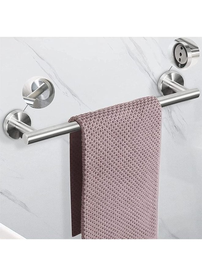 Wall Hung Bathroom Fixtures - 5-Piece Set Sus304 Matte Bathroom Hardware Set Including 40cm Towel Rack Toilet Paper Holder 2 Bath Towel Hooks 1 Bathrobe Hook (Silver) - Image 3