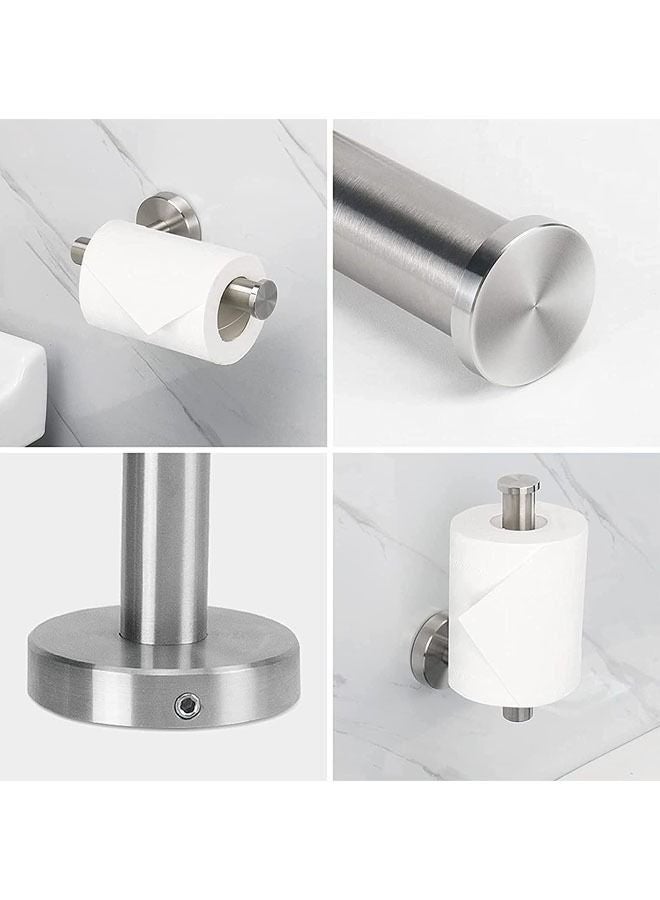 Wall Hung Bathroom Fixtures - 5-Piece Set Sus304 Matte Bathroom Hardware Set Including 40cm Towel Rack Toilet Paper Holder 2 Bath Towel Hooks 1 Bathrobe Hook (Silver) - Image 2