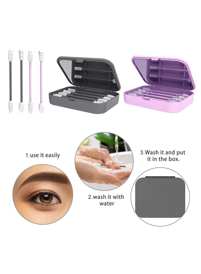 SYOSI Silicone Cotton Swab with Double Tips and Storage Case, Reusable Cotton Buds for Ear Cleaning and Makeup Removal  - Image 4