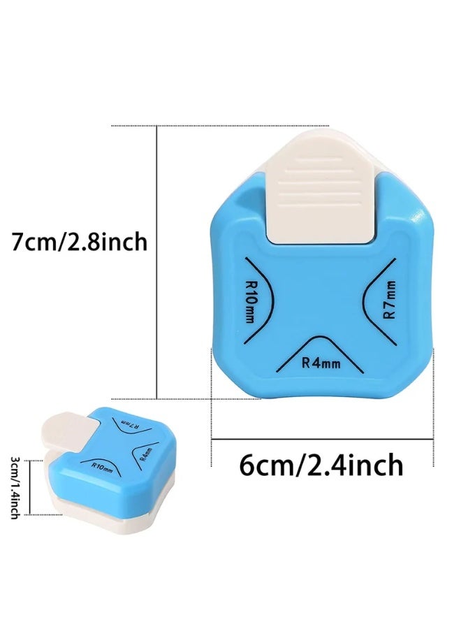 Chabeia Paper Corner Rounder Punch, Corner Punch Corner Cutter Rounder for Cardstock, 3 in 1 (R4mm, R7mm, R10mm) Rounded Corners Cutter for Crafts, Card Making, Scrapbook Supplies (Blue） - Image 2