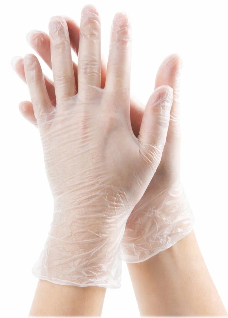 TouchFlex Disposable Vinyl Exam Gloves Medium Powder Free, Latex Free Medical Grade Protective Gloves for Medical, Cleaning & Food Handling Box of 100 - Image 1
