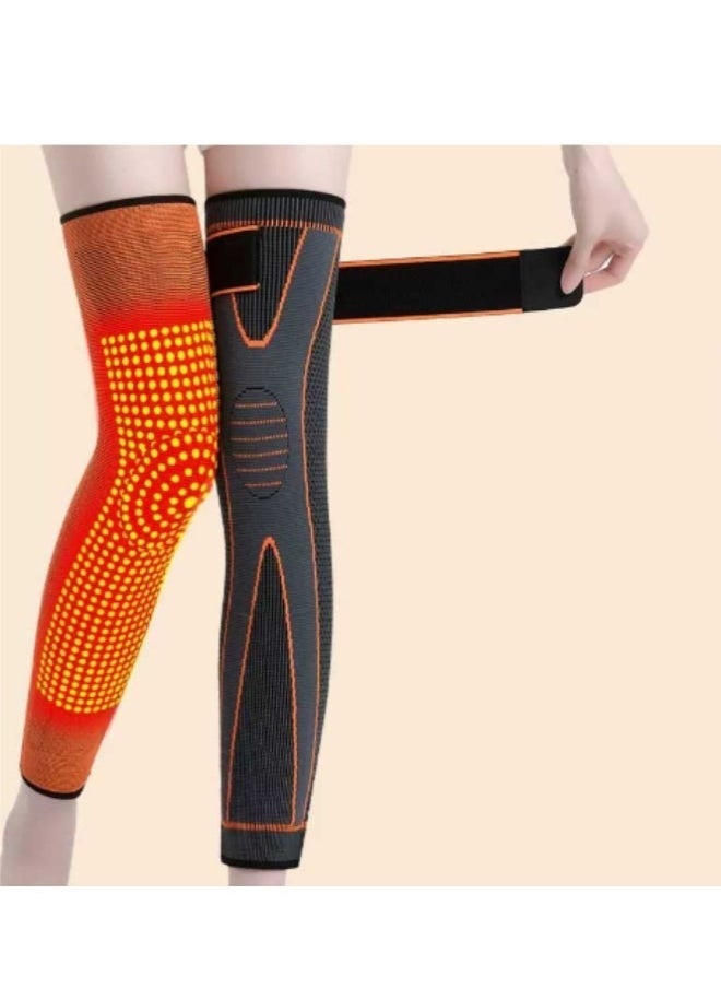 Geustos - Leg Compression Sleeve Full Leg 2 Pack Long Self-Heating Knee Brace for Men Women Knee Support Protector for Running Weightlifting Workout and other Sport - Image 1