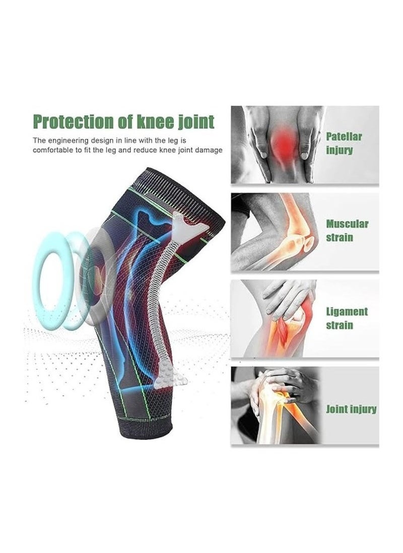 Geustos - Leg Compression Sleeve Full Leg 2 Pack Long Self-Heating Knee Brace for Men Women Knee Support Protector for Running Weightlifting Workout and other Sport - Image 1