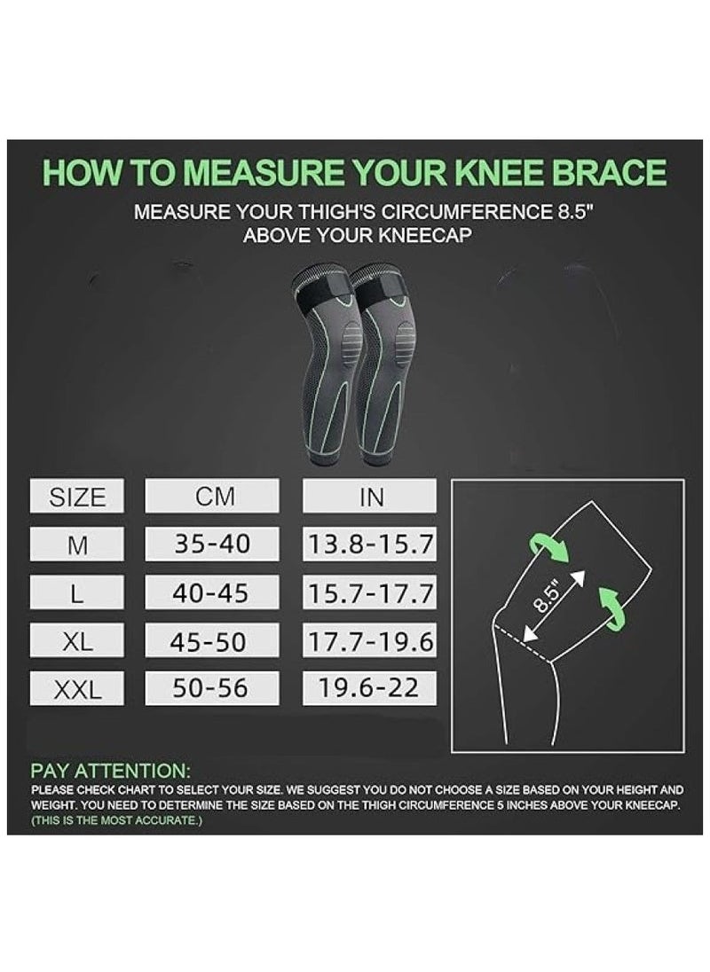 Geustos - Leg Compression Sleeve Full Leg 2 Pack Long Self-Heating Knee Brace for Men Women Knee Support Protector for Running Weightlifting Workout and other Sport - Image 1