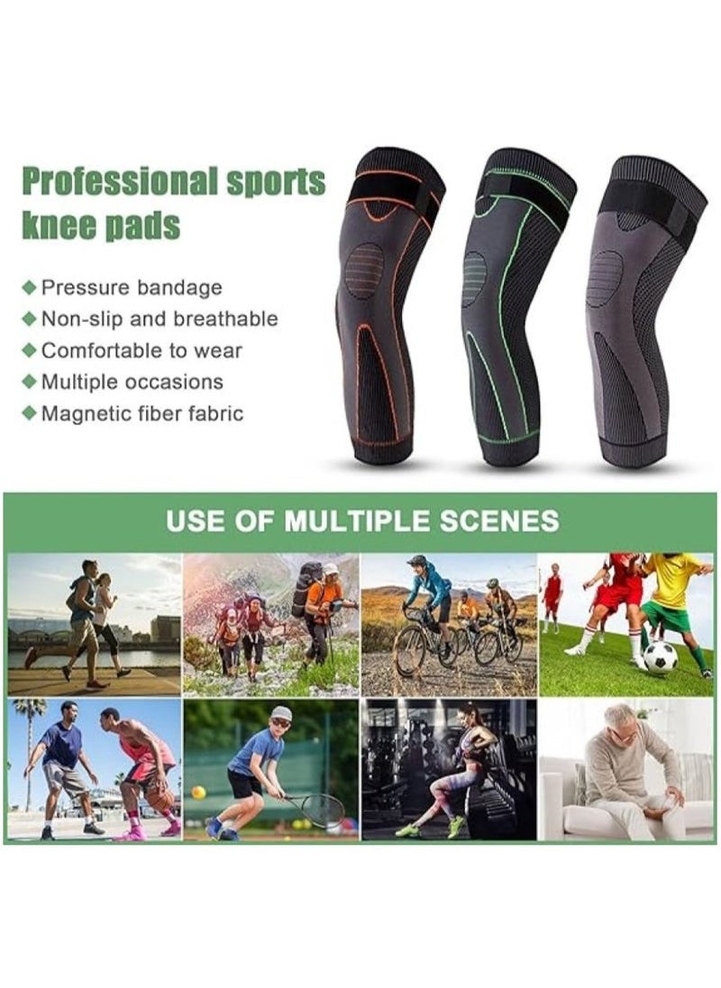 Geustos - Leg Compression Sleeve Full Leg 2 Pack Long Self-Heating Knee Brace for Men Women Knee Support Protector for Running Weightlifting Workout and other Sport - Image 1