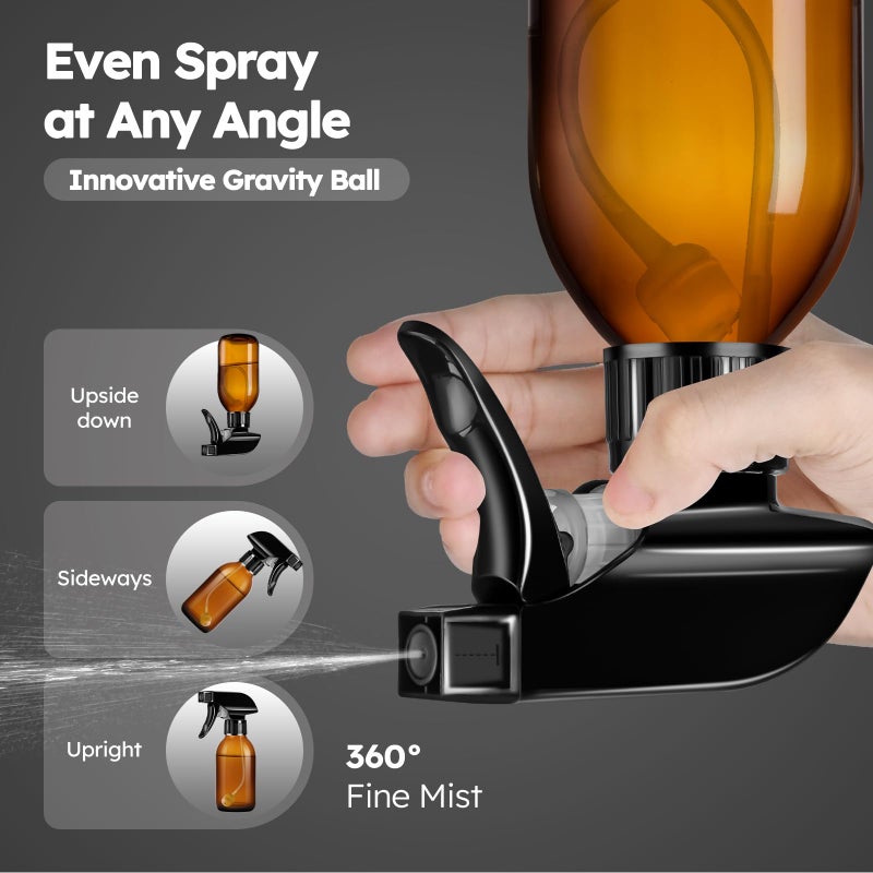 Tecohouse 360Â° 4 OZ Amber Glass Spray Bottles, 2 Pack Empty Refillable Containers with Adjustable Spray Nozzles, Dark Spray Bottles for Cleaning Solutions, Plants, Hairs - Image 2
