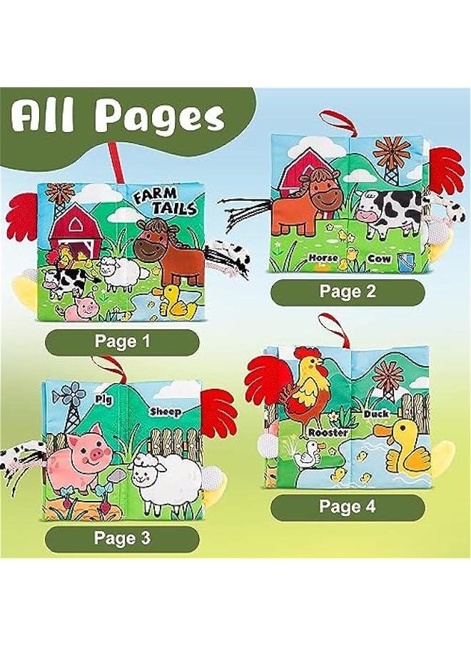 HOOKOR Baby Books 0-6 Months, Soft Crinkle Cloth High Contrast Sensory Books for Babies, Newborn Touch Feel Activity Shower Gifts For 6-12 Months Boy Girl (Farm Tails)  - Image 3