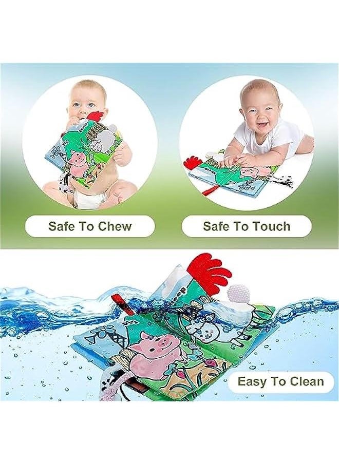 HOOKOR Baby Books 0-6 Months, Soft Crinkle Cloth High Contrast Sensory Books for Babies, Newborn Touch Feel Activity Shower Gifts For 6-12 Months Boy Girl (Farm Tails)  - Image 4