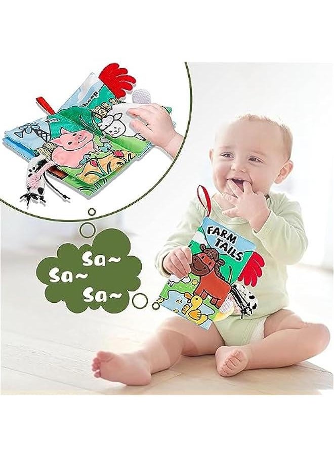 HOOKOR Baby Books 0-6 Months, Soft Crinkle Cloth High Contrast Sensory Books for Babies, Newborn Touch Feel Activity Shower Gifts For 6-12 Months Boy Girl (Farm Tails)  - Image 5