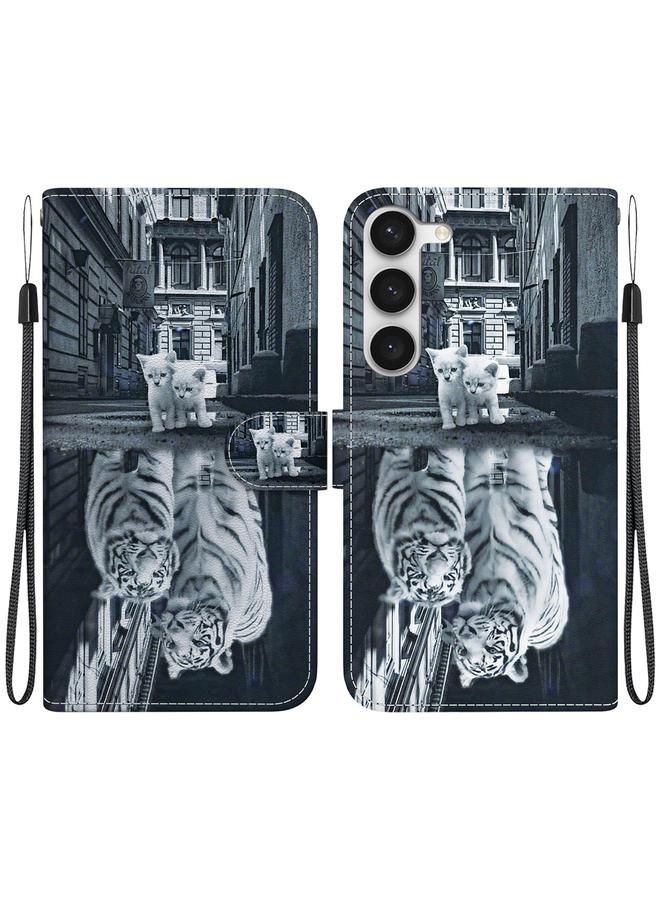 اس-توب جراب لهاتف Samsung Galaxy S23 5G مصنوع من الجلد برسومات ملونة وملمس كريستالي - Image 1