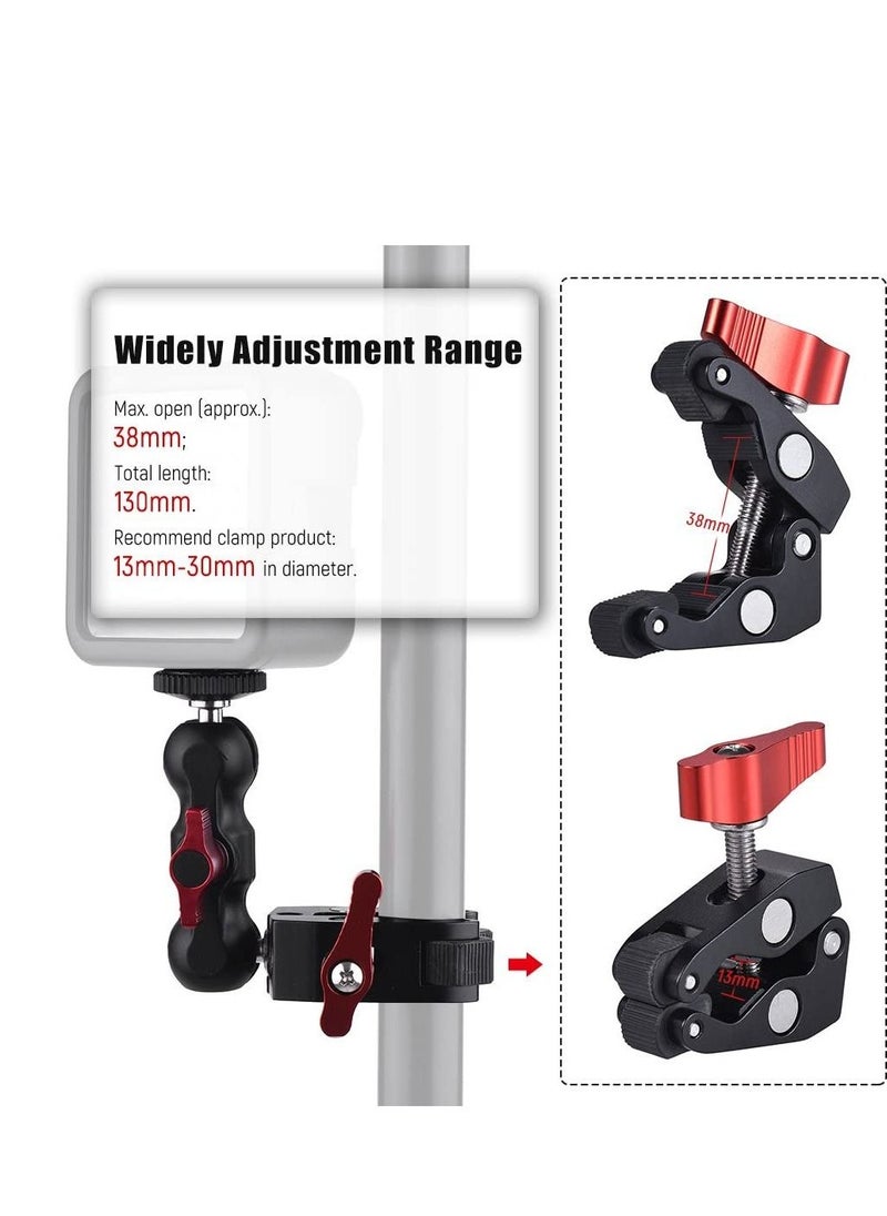 Generic Super Camera Clamp Mount Double Ball Head Adapter Fence Desk Table Mount for Ronin-M/Insta360/Gopro Ball Head  - Image 3