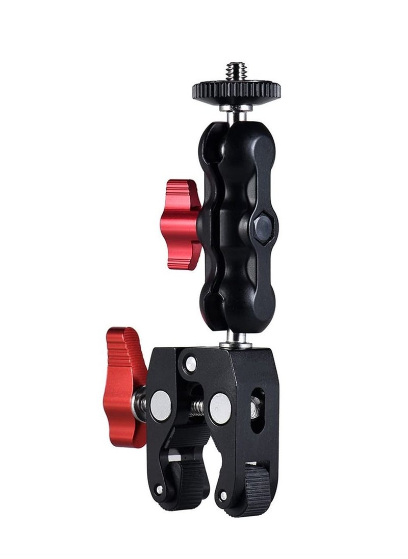 Generic Super Camera Clamp Mount Double Ball Head Adapter Fence Desk Table Mount for Ronin-M/Insta360/Gopro Ball Head  - Image 2