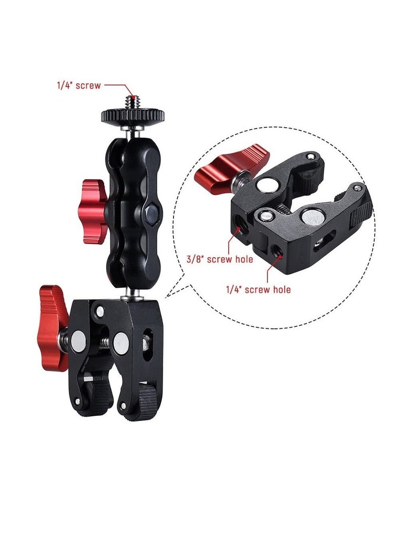Generic Super Camera Clamp Mount Double Ball Head Adapter Fence Desk Table Mount for Ronin-M/Insta360/Gopro Ball Head  - Image 4