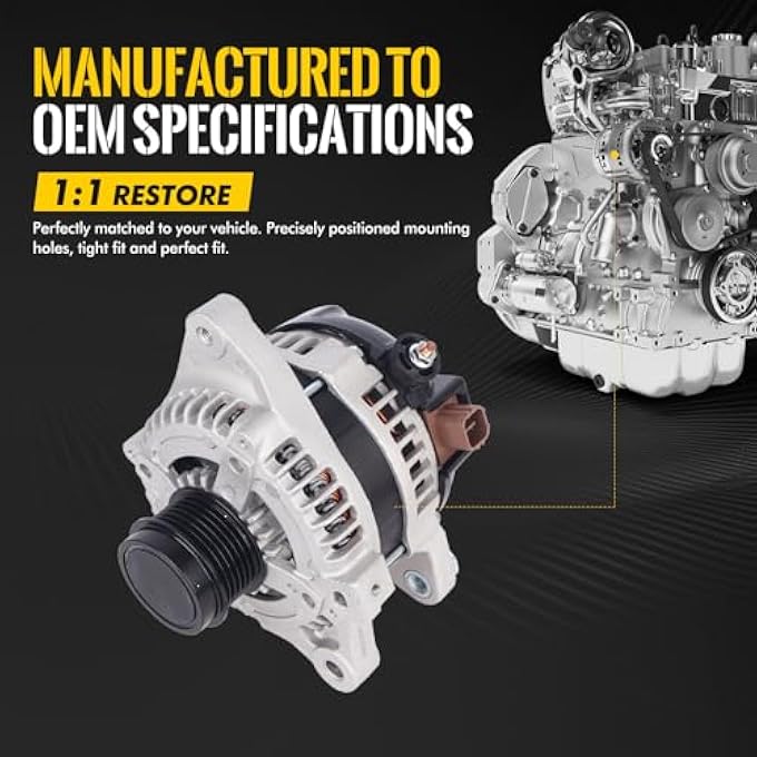 KUSATEC AND0597 New Alternator Fit for Toyota Corolla Matrix 2011 2012 2013 1.8 L4; 12V 110A OE# 11577N 27060-0T130 - Image 4