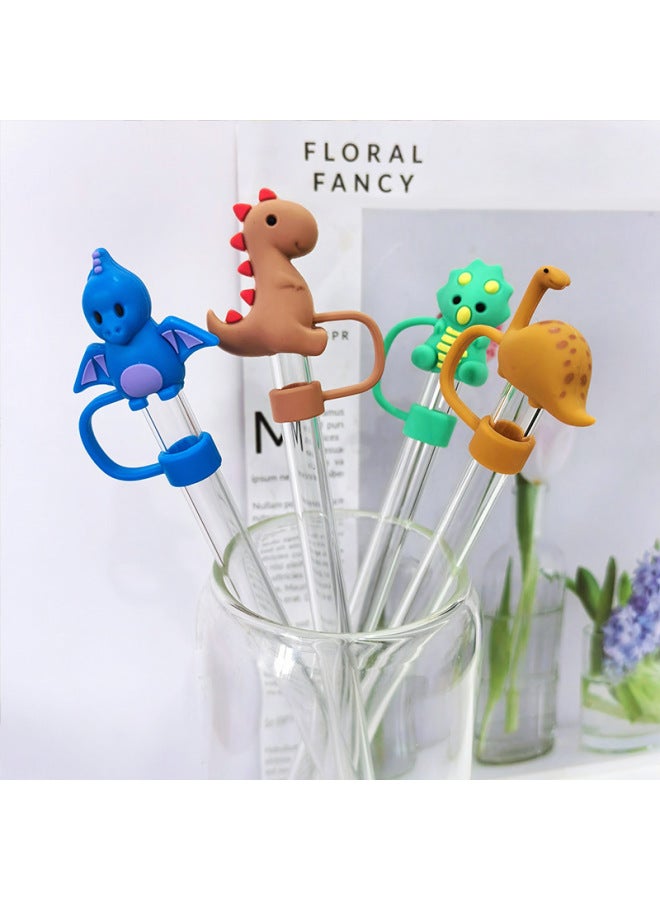 Food Grade Silicone Straw Cap Dinosaur Shape 10mm Silicone Straw Plug Stanley Straw Cup Matching Dust Plug-Color:Diplodocus 10mm  - Image 4