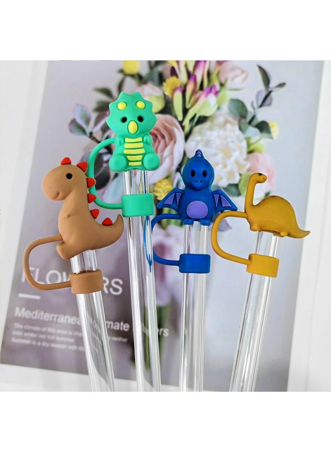 Food Grade Silicone Straw Cap Dinosaur Shape 10mm Silicone Straw Plug Stanley Straw Cup Matching Dust Plug-Color:Diplodocus 10mm  - Image 3