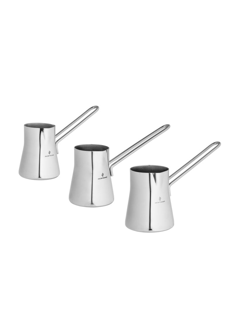 سوفرام طقم ركوة قهوة سوفرام استيل تركي عالي الجودة 4 قطع - Image 5
