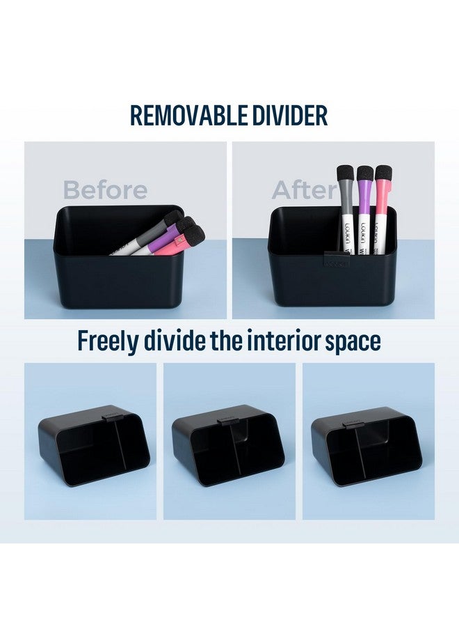 loukin Magnetic and Adhesive Marker Holder, Dry Erase Marker Holder with Diver, 1 Small Holder + 1 Mini holder, Magnetic Storage Organizer for Whiteboard or Refrigerators(Black) - Image 2