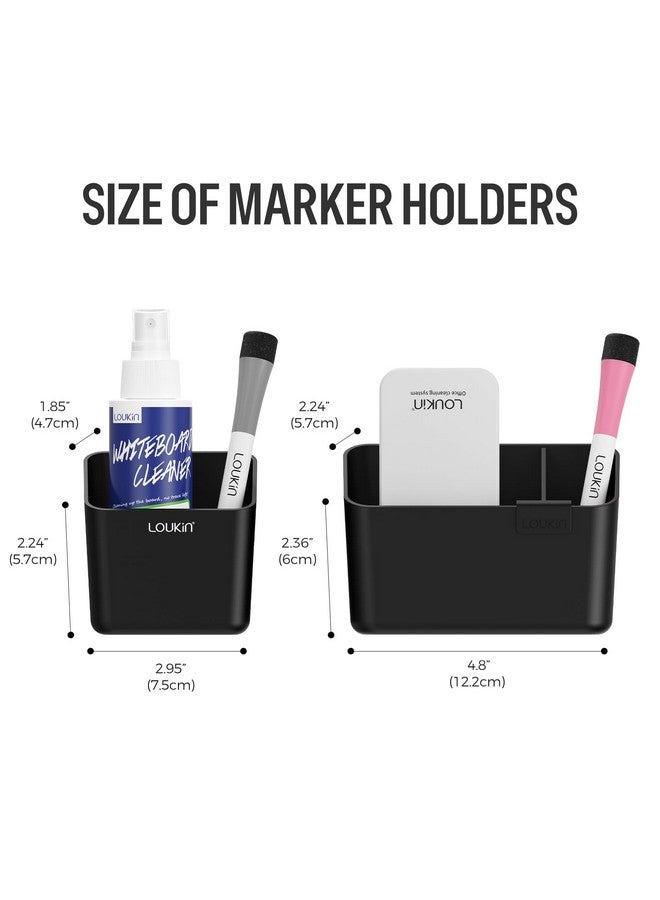 loukin Magnetic and Adhesive Marker Holder, Dry Erase Marker Holder with Diver, 1 Small Holder + 1 Mini holder, Magnetic Storage Organizer for Whiteboard or Refrigerators(Black) - Image 4
