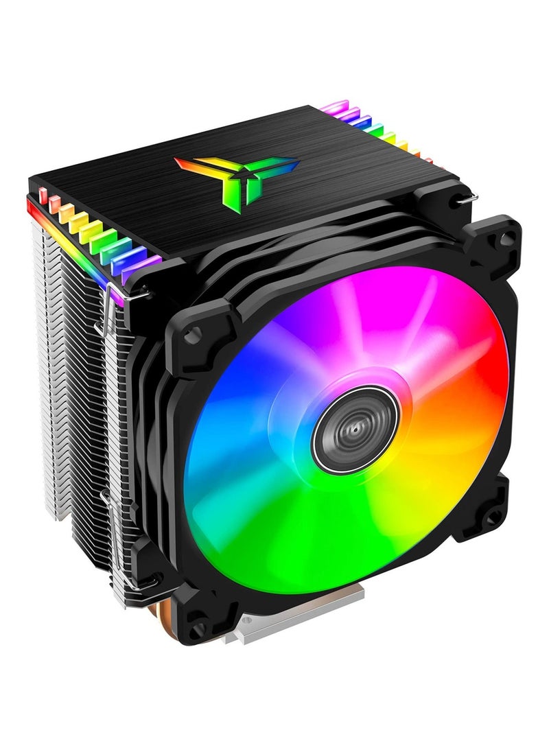 Captaintech - CPU Air Cooler, CR1400 RGB 4 Heat-Pipes, 126mm RGB CPU Fan, Removable 92mm PWM Fans, ARGB Light Sync with Motherboard, 5V 4-pin RGB CPU for AMD Ryzen/Intel LGA 1700 115X, Black - Image 1