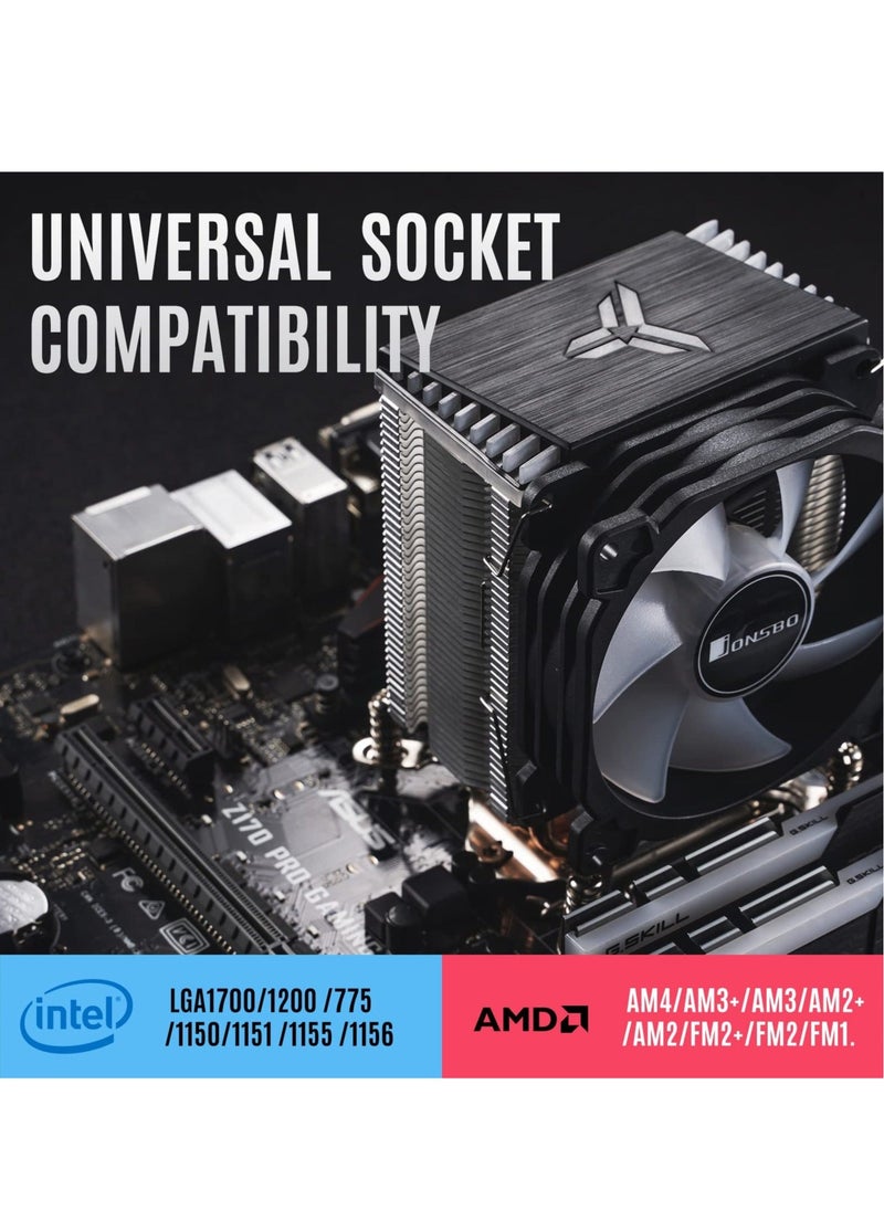 Captaintech - CPU Air Cooler, CR1400 RGB 4 Heat-Pipes, 126mm RGB CPU Fan, Removable 92mm PWM Fans, ARGB Light Sync with Motherboard, 5V 4-pin RGB CPU for AMD Ryzen/Intel LGA 1700 115X, Black - Image 1