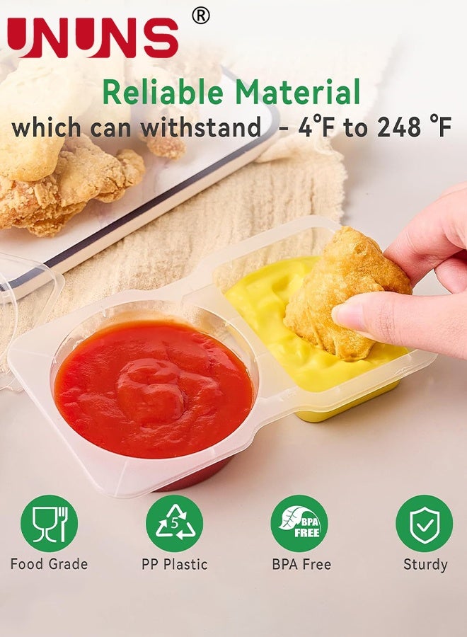 UNUNS Snack Containers,20pcs Reusable Snack Containers, Double-Compartment Condiment Containers with Lids, Meal Packaging Containers with Spoons for School, Kitchen,Office Lunches,and Takeout Sauces, - Image 3