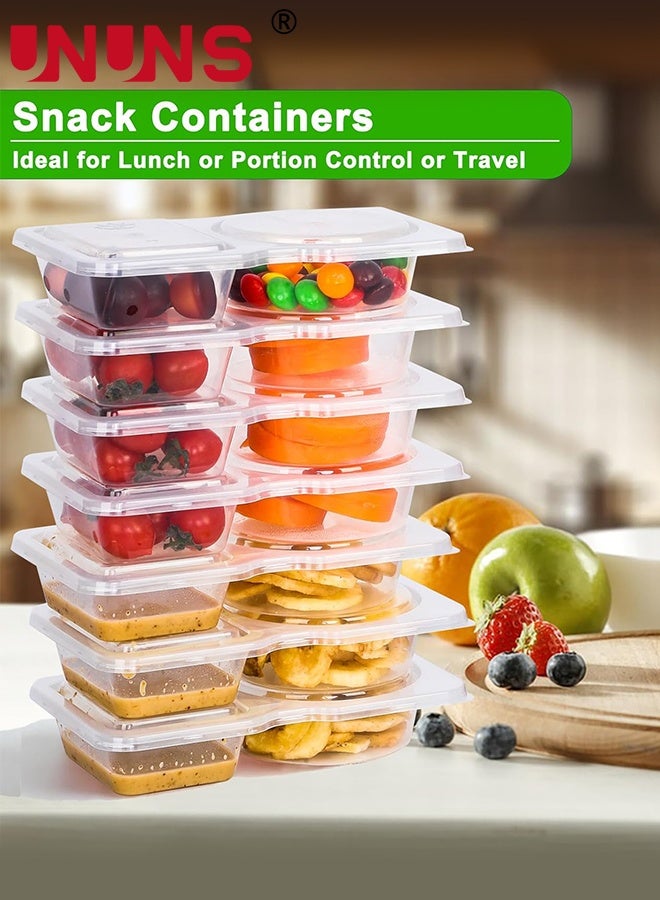 UNUNS Snack Containers,20pcs Reusable Snack Containers, Double-Compartment Condiment Containers with Lids, Meal Packaging Containers with Spoons for School, Kitchen,Office Lunches,and Takeout Sauces, - Image 5