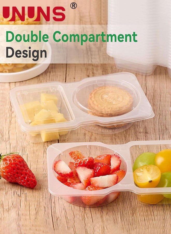 UNUNS Snack Containers,20pcs Reusable Snack Containers, Double-Compartment Condiment Containers with Lids, Meal Packaging Containers with Spoons for School, Kitchen,Office Lunches,and Takeout Sauces, - Image 4