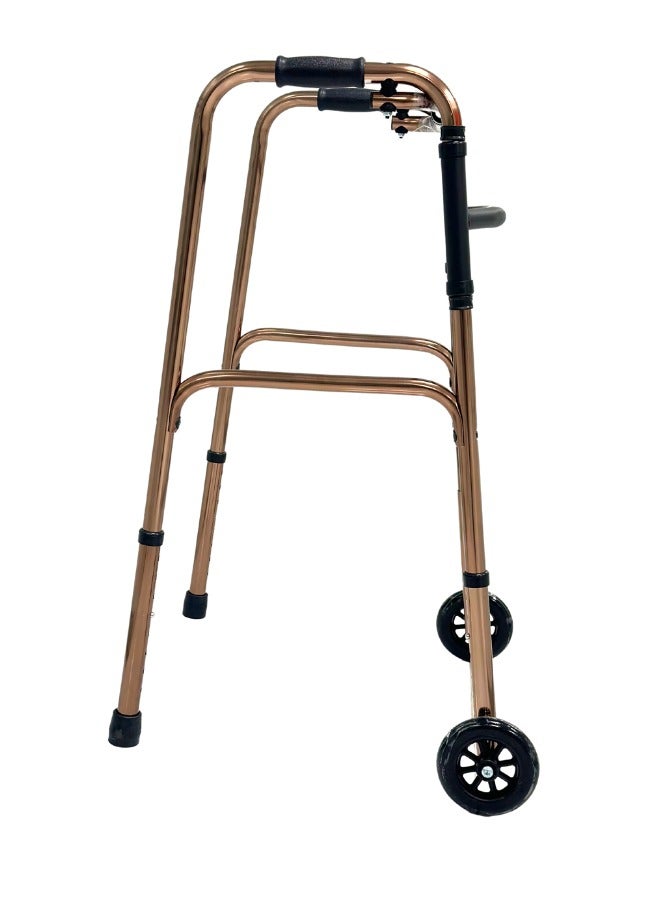 NOVAMED Lightweight Folding Walker (9125L) with Single Release, 5-Inch Wheels, Adjustable Height, No Assembly Needed, Supports Up to 136 KG - Image 2