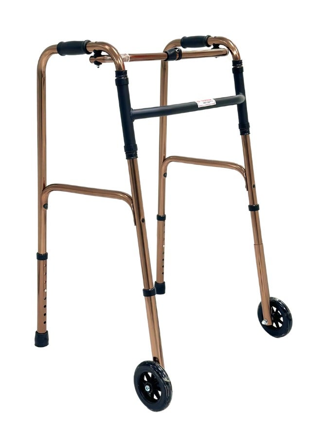 NOVAMED Lightweight Folding Walker (9125L) with Single Release, 5-Inch Wheels, Adjustable Height, No Assembly Needed, Supports Up to 136 KG - Image 1