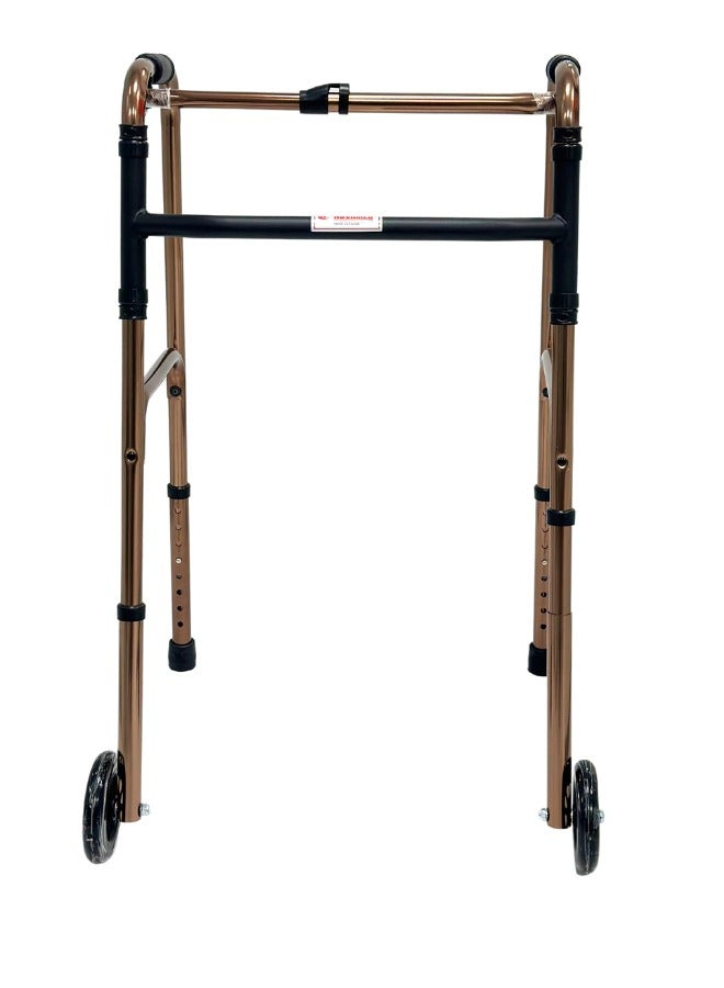 NOVAMED Lightweight Folding Walker (9125L) with Single Release, 5-Inch Wheels, Adjustable Height, No Assembly Needed, Supports Up to 136 KG - Image 3