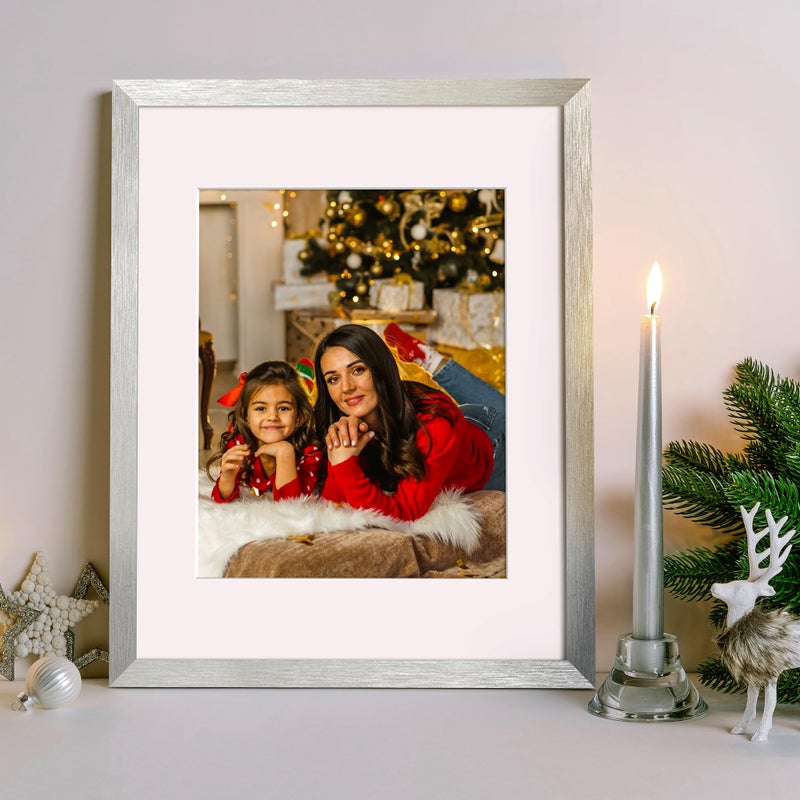 upsimples 11x14 Picture Frame, Display Pictures 8x10 with Mat or 11 x 14 Without, Wall Hanging Photo Frames, Silver, 1 Pack - Image 2