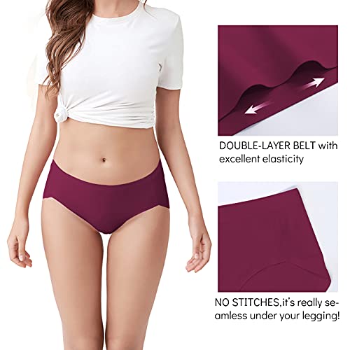 FallSweet No Show Underwear for Women Seamless High Cut Briefs Mid-waist Soft No Panty Lines,Pack of 5 (mixcolor3, Large) - Image 3