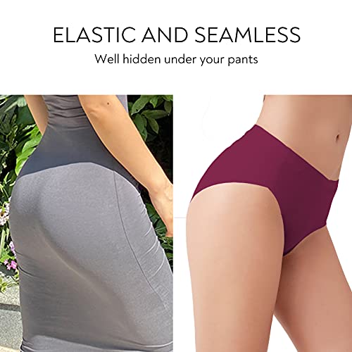 FallSweet No Show Underwear for Women Seamless High Cut Briefs Mid-waist Soft No Panty Lines,Pack of 5 (mixcolor3, Large) - Image 4