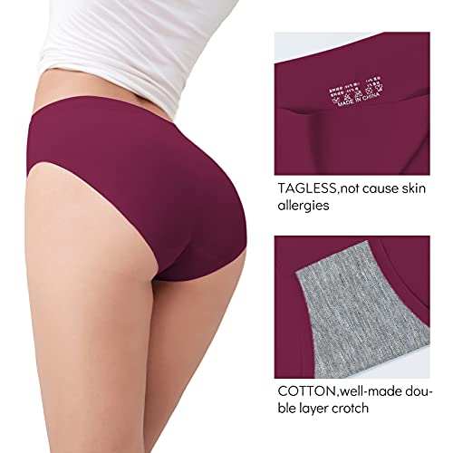FallSweet No Show Underwear for Women Seamless High Cut Briefs Mid-waist Soft No Panty Lines,Pack of 5 (mixcolor3, Large) - Image 2