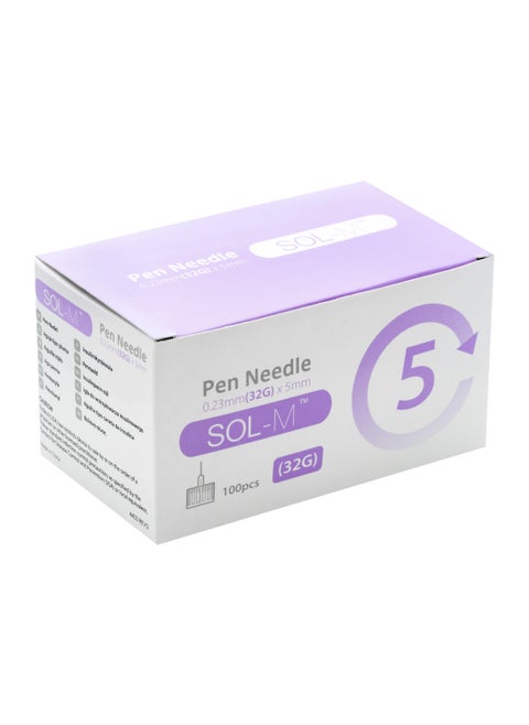 SOL-M Pen Needle 32G (5mm) , 100 pcs