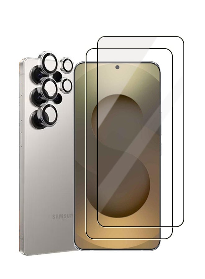 واقي شاشة Samsung Galaxy S25 Ultra، قطعتان، يتضمن واقي عدسة، غشاء حماية شفاف عالي الدقة، ترقية سطح منحني ثلاثي الأبعاد، ملاءمة مثالية، تركيب سهل، حماية من الدرجة العسكرية، مقاوم للخدش، مناسب للجراب